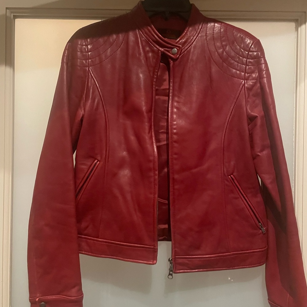 Daniel Leather red moto style jacket